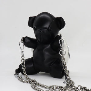 H369Z LEATHER TEDDY BEAR BLACK BAG