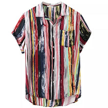 Load image into Gallery viewer, Casual striped shirt wine art vintage color