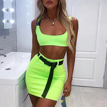Load image into Gallery viewer, Green neon set skirt