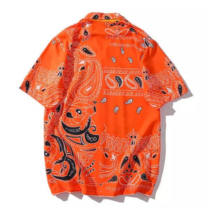 Shirt orange paisley turban print