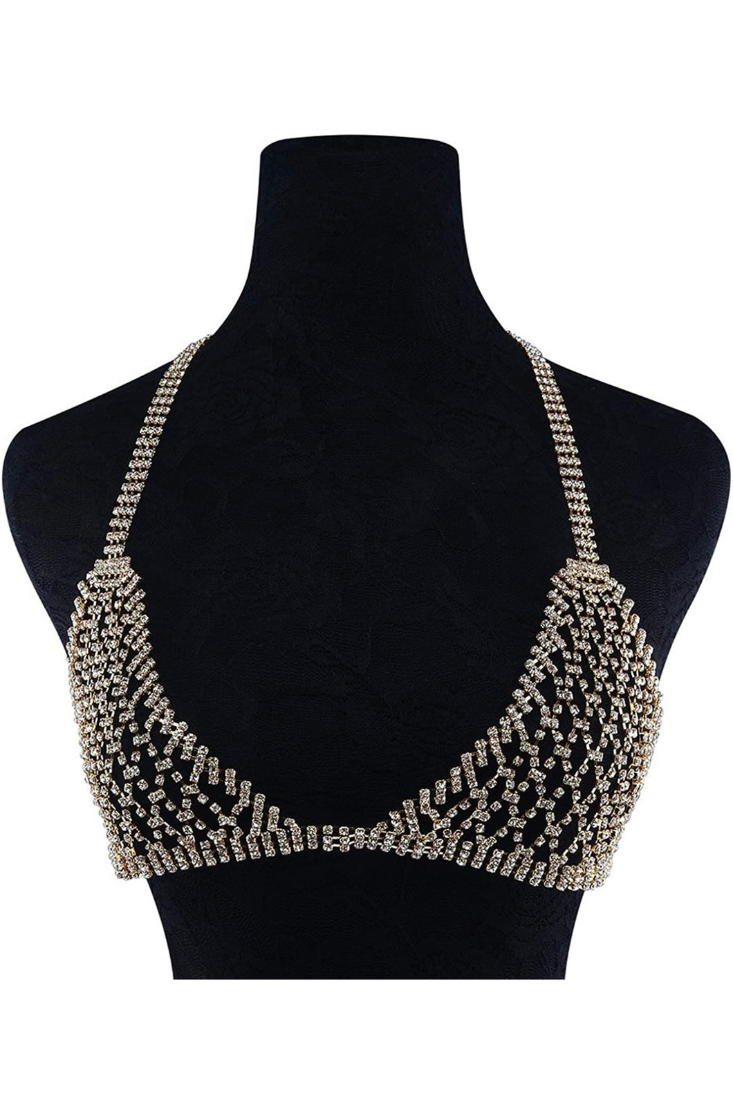 Crystal bra top chain gold