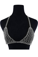 Load image into Gallery viewer, Crystal bra top chain silver